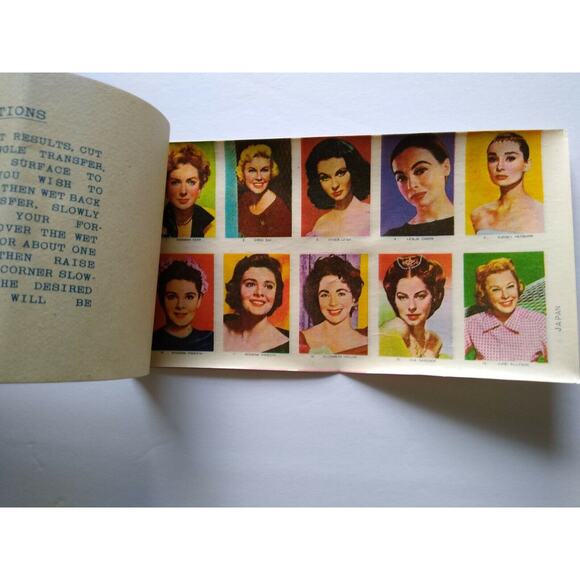 1950s Transfer Picture Book Decal James Dean John Wayne Rock Hudson Gable Curtis - Picture 7 of 11